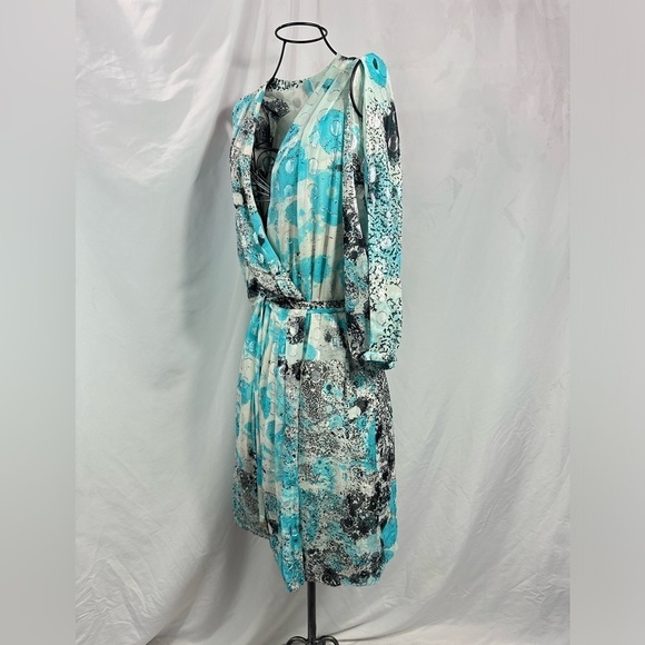 NWT Diane Von Furstenberg Autumn Silver Met Dot wrap mini dress size 8 - Picture 11 of 14